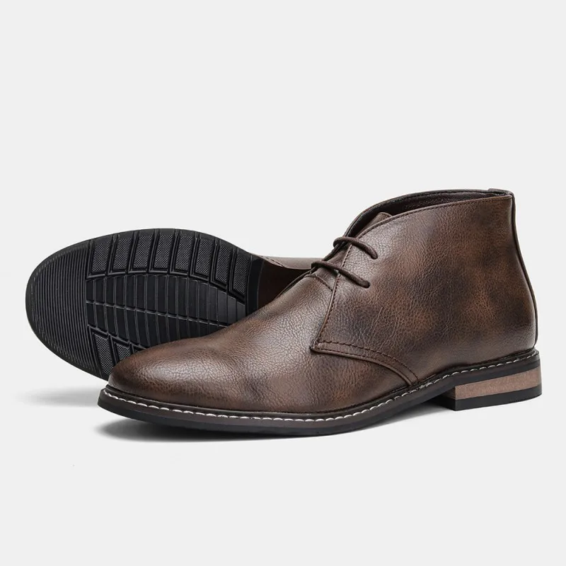 Hot Sale Flat Shoes Men Ankle Boots Western Style Suede Leather Big Size Boots for Men
