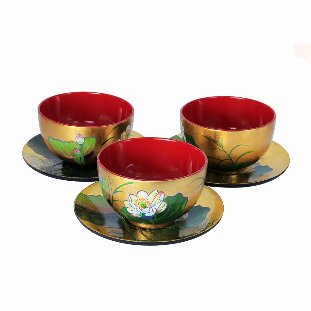 
Handicraft Multi-Function Wood Bowls Lacquer Home Decoration Vietnamese Lacquerware Bowl 