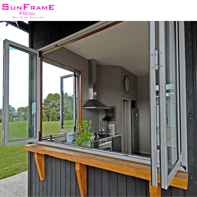 Decorative standard size aluminum frame folding screen folded double triple pane window fold up grille anti-theft