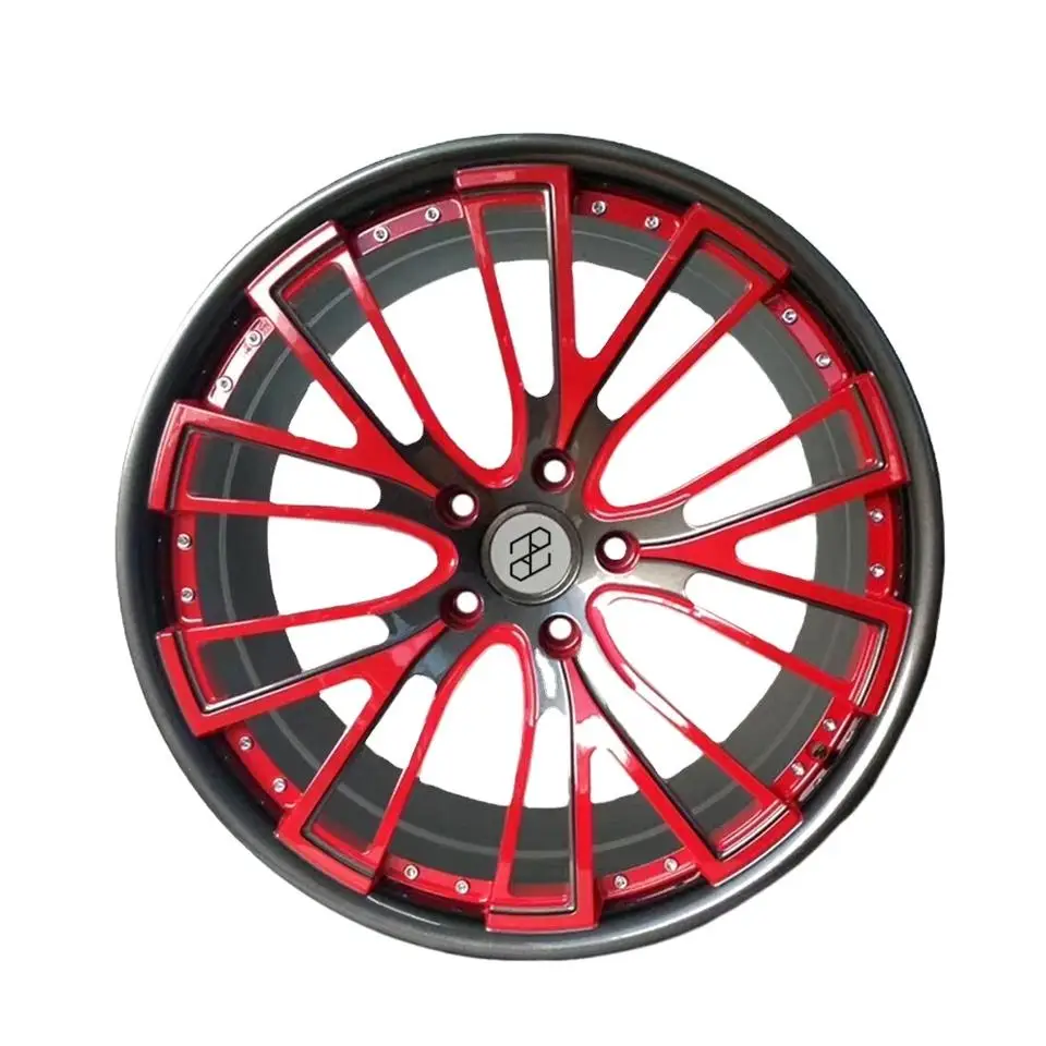 Pengzhen Manufacture Black And Red Monoblock  5x112 17 18 19 20 21 22 Inch Forged Rims Wheels For Bmw 530d