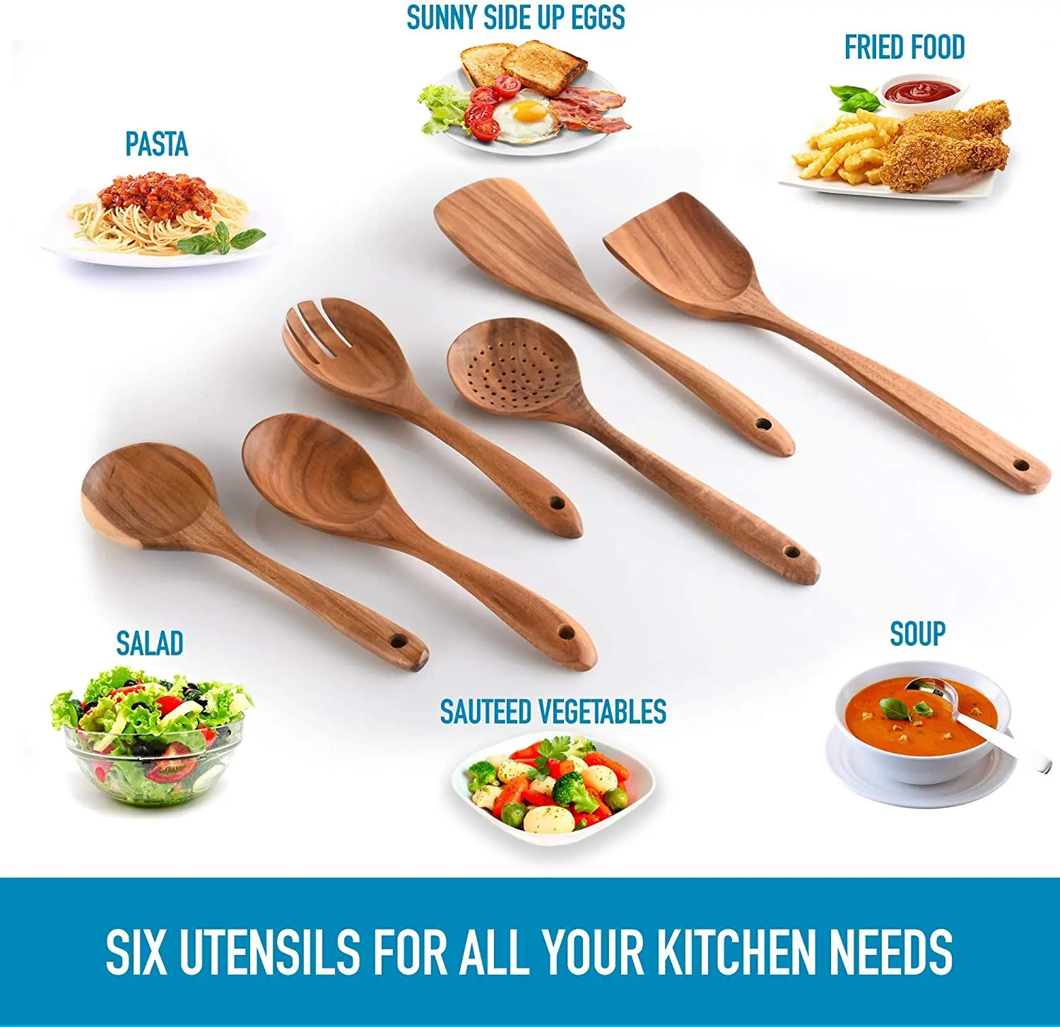 Natural Wood Utensils Kitchen Ware Cooking Utensils Set Spoons And Spatulas Wooden Spoons For Cooking Salad Fork