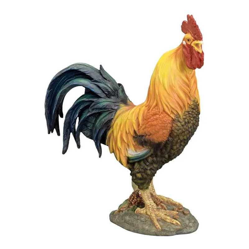 Resin Rooster Statue Realistic Animal Figurine Farmhouse Rooster Garden Decoration