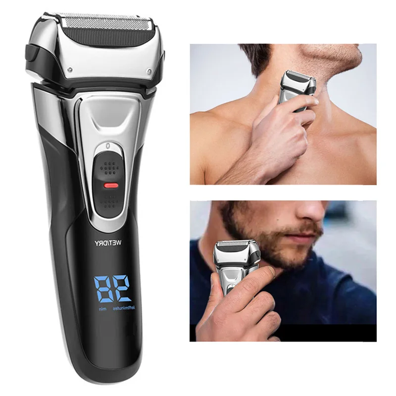 
2 in 1 portable reciprocating electric cordless beard epilator shaver for men waterproof USB rechargeable shaving razor 