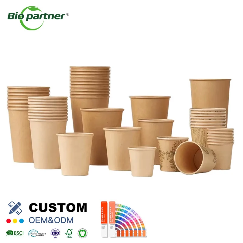 Custom Ripple Takeway Portable Kraft 12oz Craft Cup Hotel Restaurant Paper Coffee Cups Double Wall With Lids
