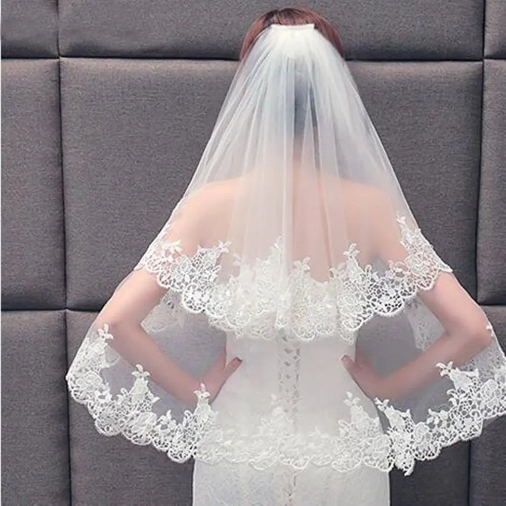 Simple Short Tulle Wedding Veils Two Layer With Comb White Ivory Bridal Veil for Bride for Marriage Wedding Accessories