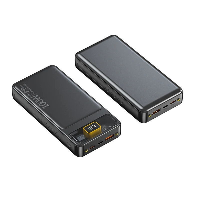 2023 new promotional PD22.5W portable 100w power banks 20000mAh fast charging station with transparent digital display