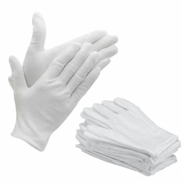 White Cotton Gloves for Funerals Parades and Ceremonies Cheap Anti-Slip Anti-Heat Arthritis Therapy