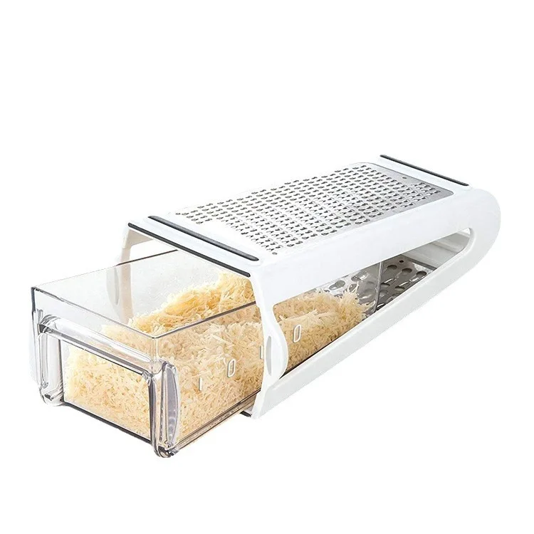 Box Grater Cheese Shredder with Handle, Graters for Kitchen Stainless Steel Food Grater,Garlic Mincer Tool and Vegetable Peeler