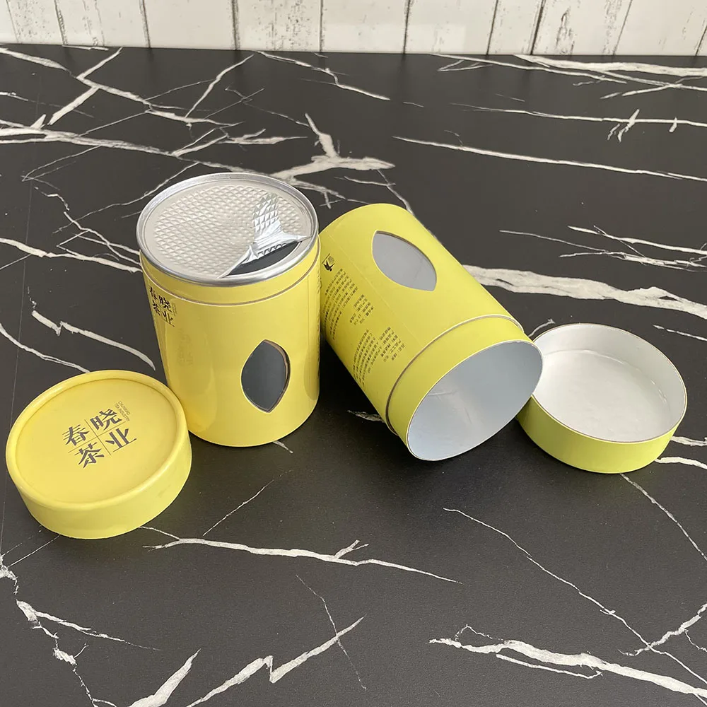Eco friendly airtight Biodegradable Food Grade Tea coffee bean Cylinder Packaging Custom Kraft Paper Tube