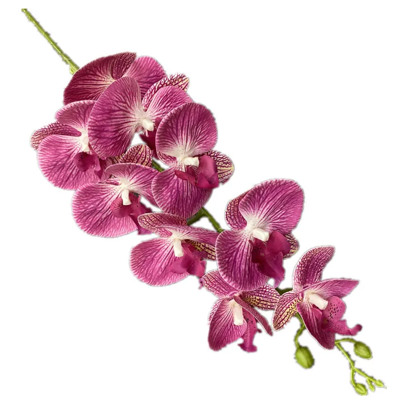 Home Decor Real Touch 3D Printing 9 Heads Artificial Flower Single Stem Phalaenopsis Orchid
