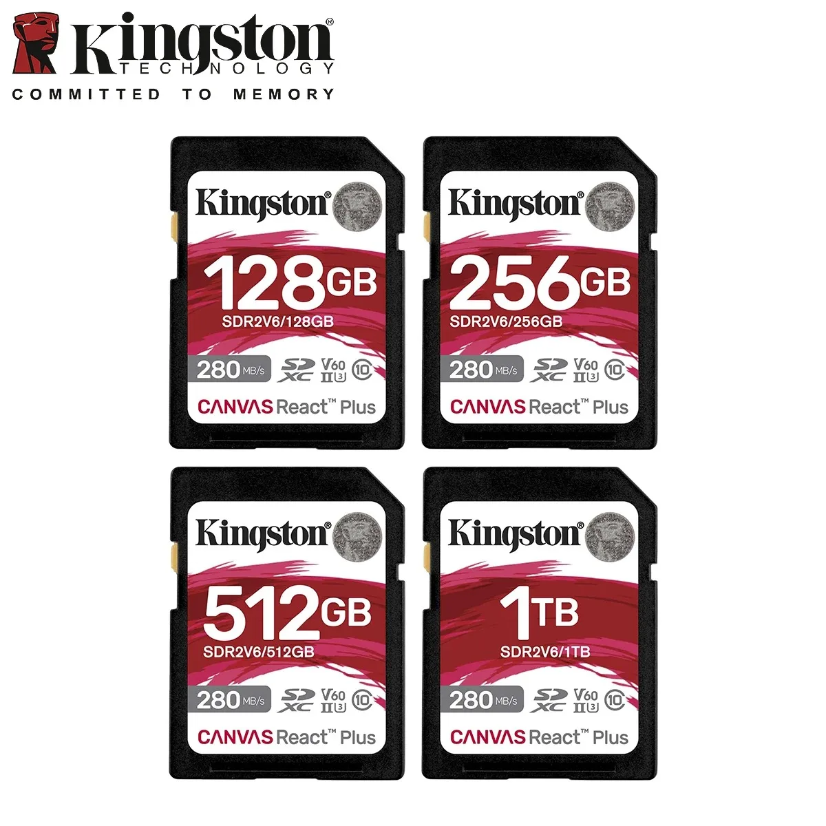 Kingston SD Card 1TB 512GB 256GB 128GB U3 V60 4K Camera Memory Card Up to 280Mb/s SDXC SD Card Support 4K Ultra HD SDR2V6