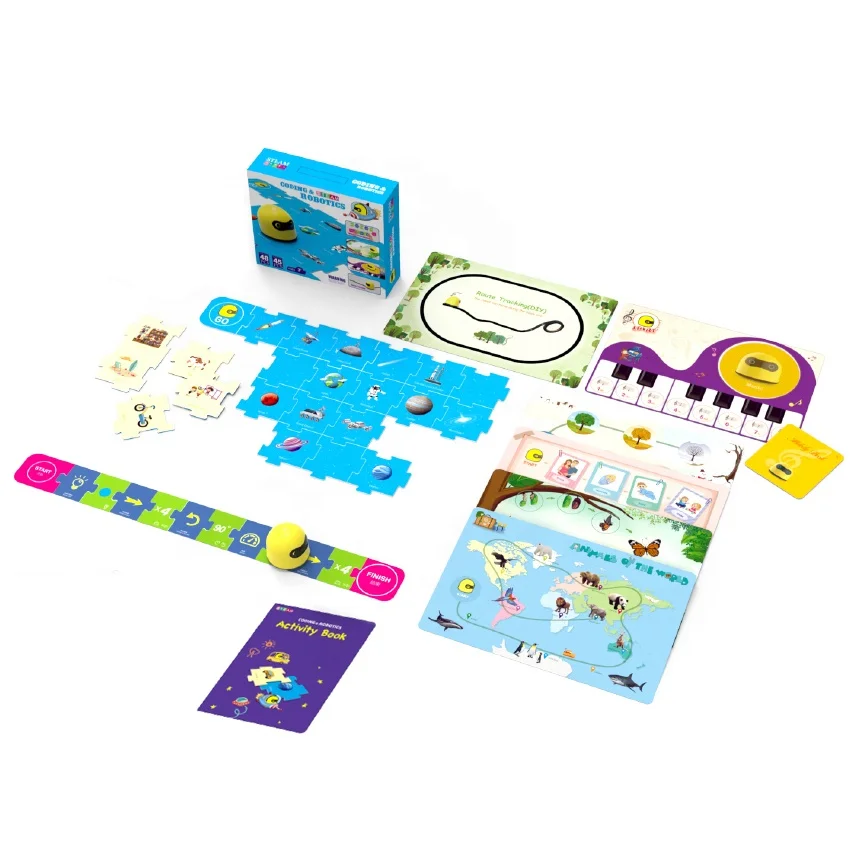 Intelligent steam coding robotics cards game board maze puzzle induction toys line follower sensor robot for kids