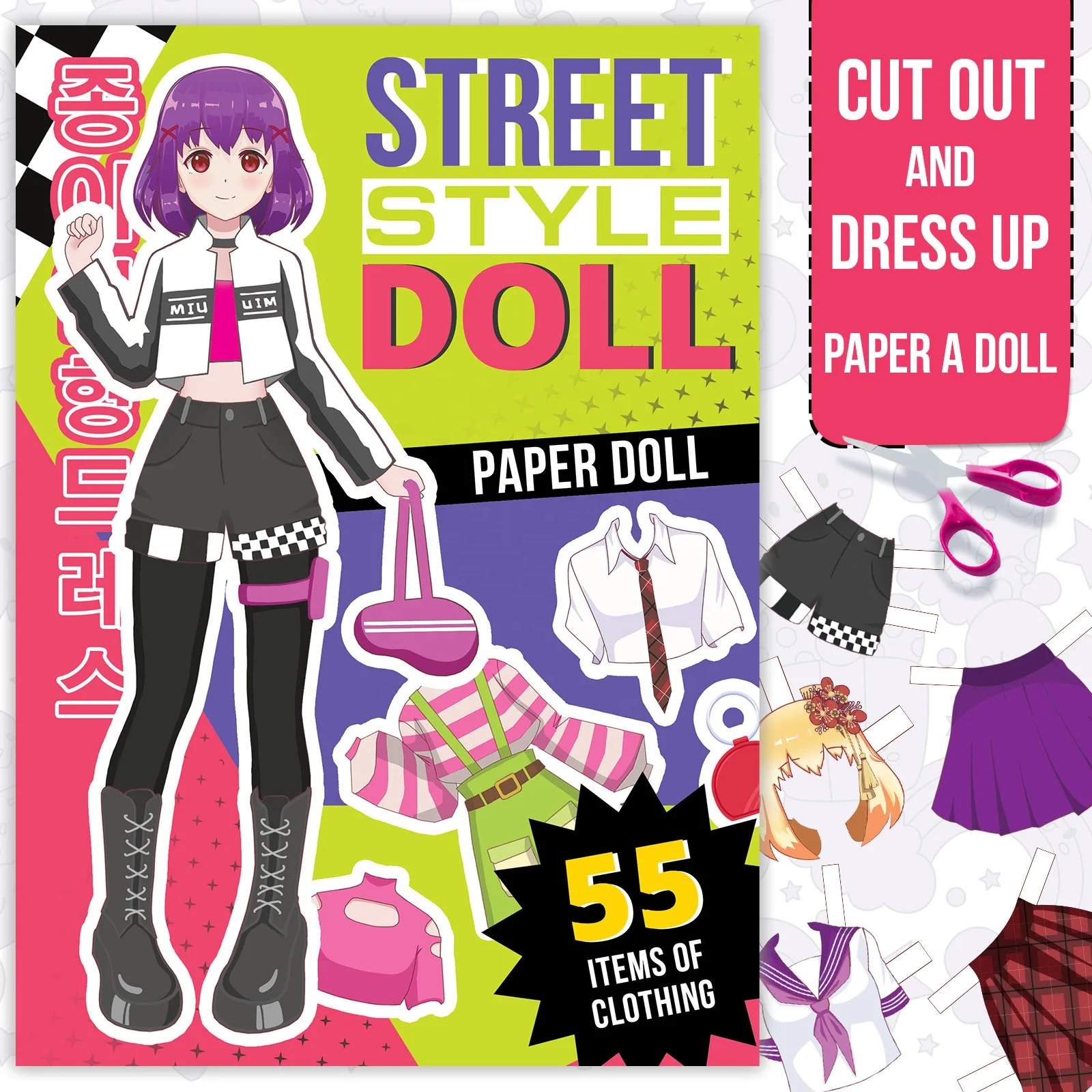 Anime paper doll cut and dress up book for kisd, Kawaii dress up your favourite character book for kids have fun