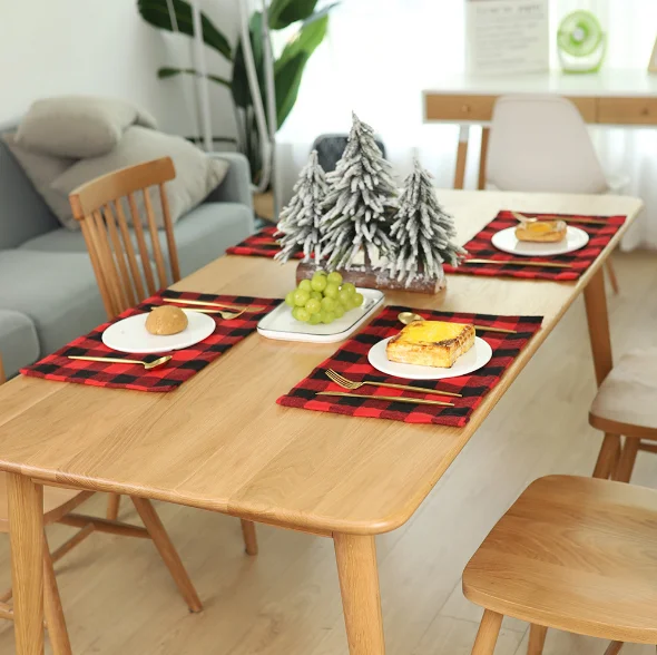 2022 wholesale christmas gift christmas decoration wholesale Decorative creative idea snowflake mini Christmas check table mat