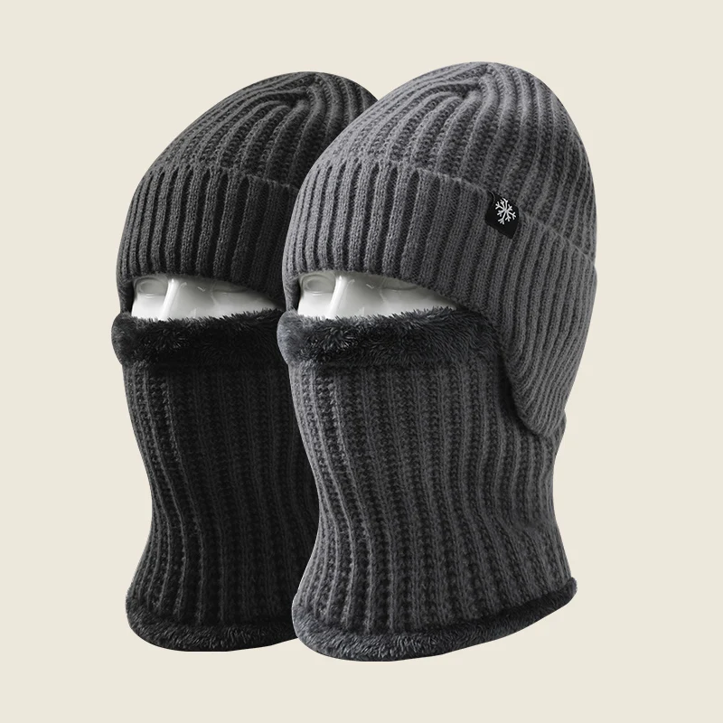 Cheap bike riding protection neck warm outdoor acrylic man winter knitted beanie hat scarf set