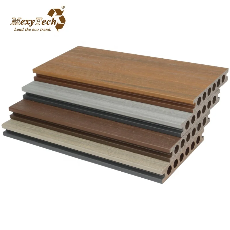 Mexytech recycled wood plastic Bicolor decking pvc wood-plastic profile and extrusion line railings for decks