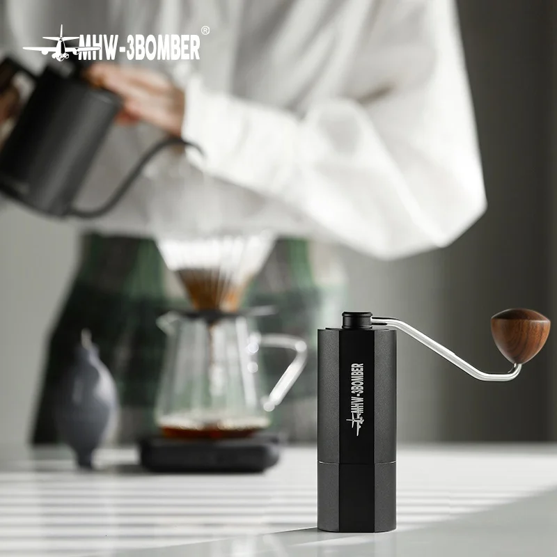 MHW-3BOMBER Outdoor Travel Coffee Tools Hand Crank Stainless Steel Portable Adder V3 Espresso Manual Coffee Grinder