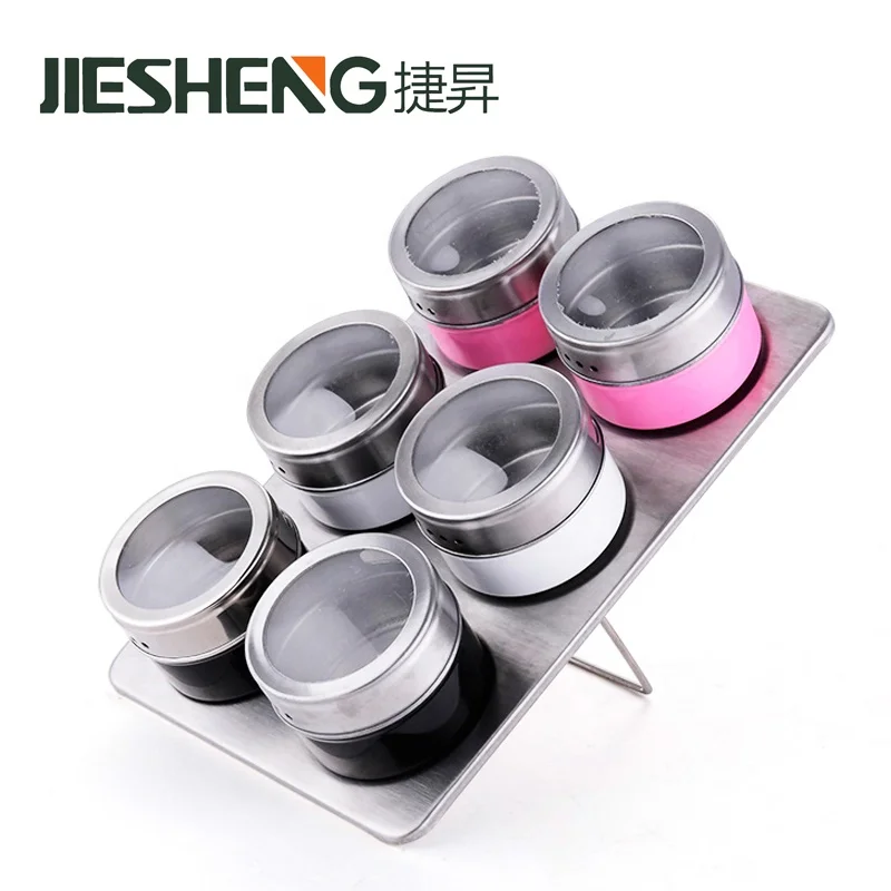
Fashion Home Seasoning Storage Tins Sets Kitchen Stainless Steel Magnetic Spice Jars with Sift or Pour 
