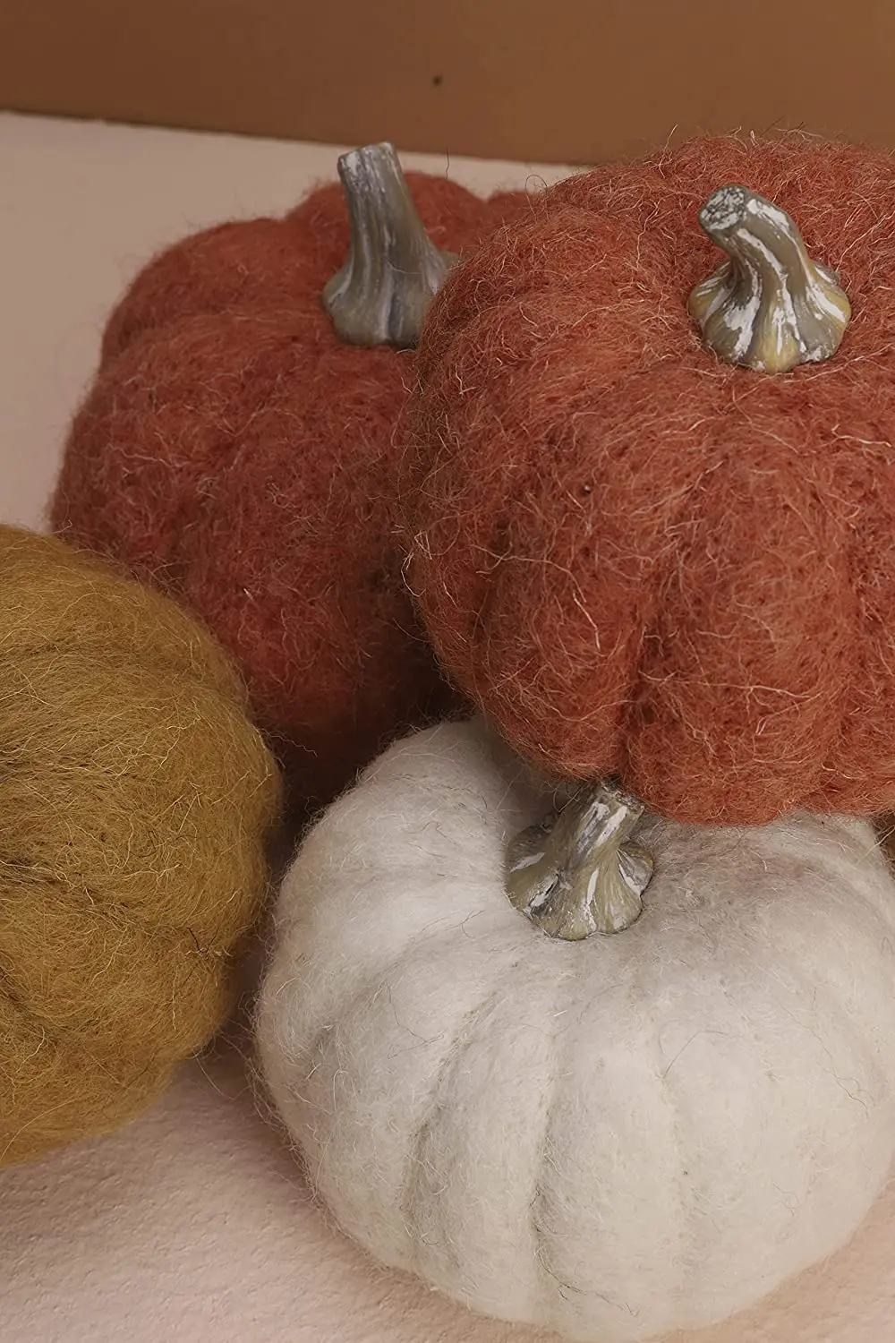 Woollen White Pumpkin Decor Handmade Artificial Pumpkin Decoration Fake Small Pumpkin Set Fall Harvest Farmhouse 