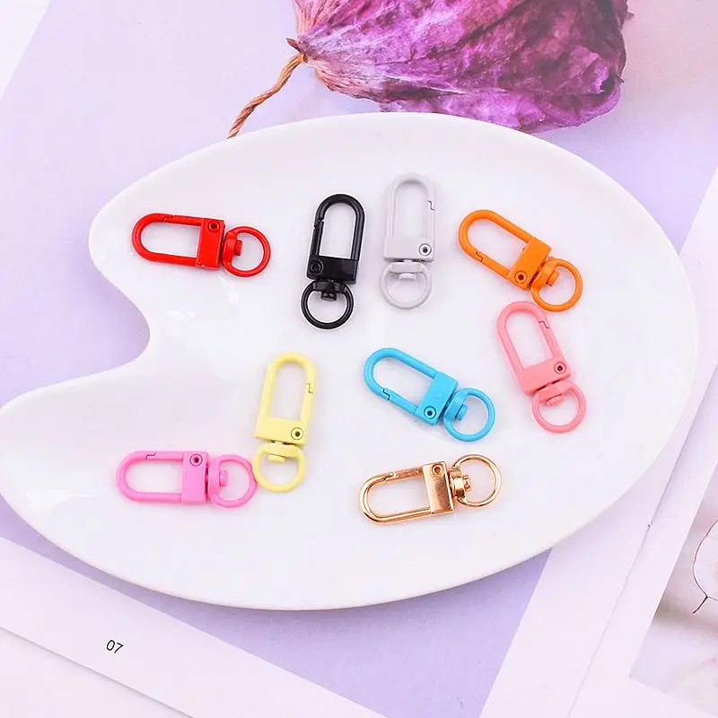 Colorful Metal Lobster Claw Clasps Swivel g hook Trigger Snap Hooks Strap with Key Rings DIY keychain Accessories Bag Key Chains
