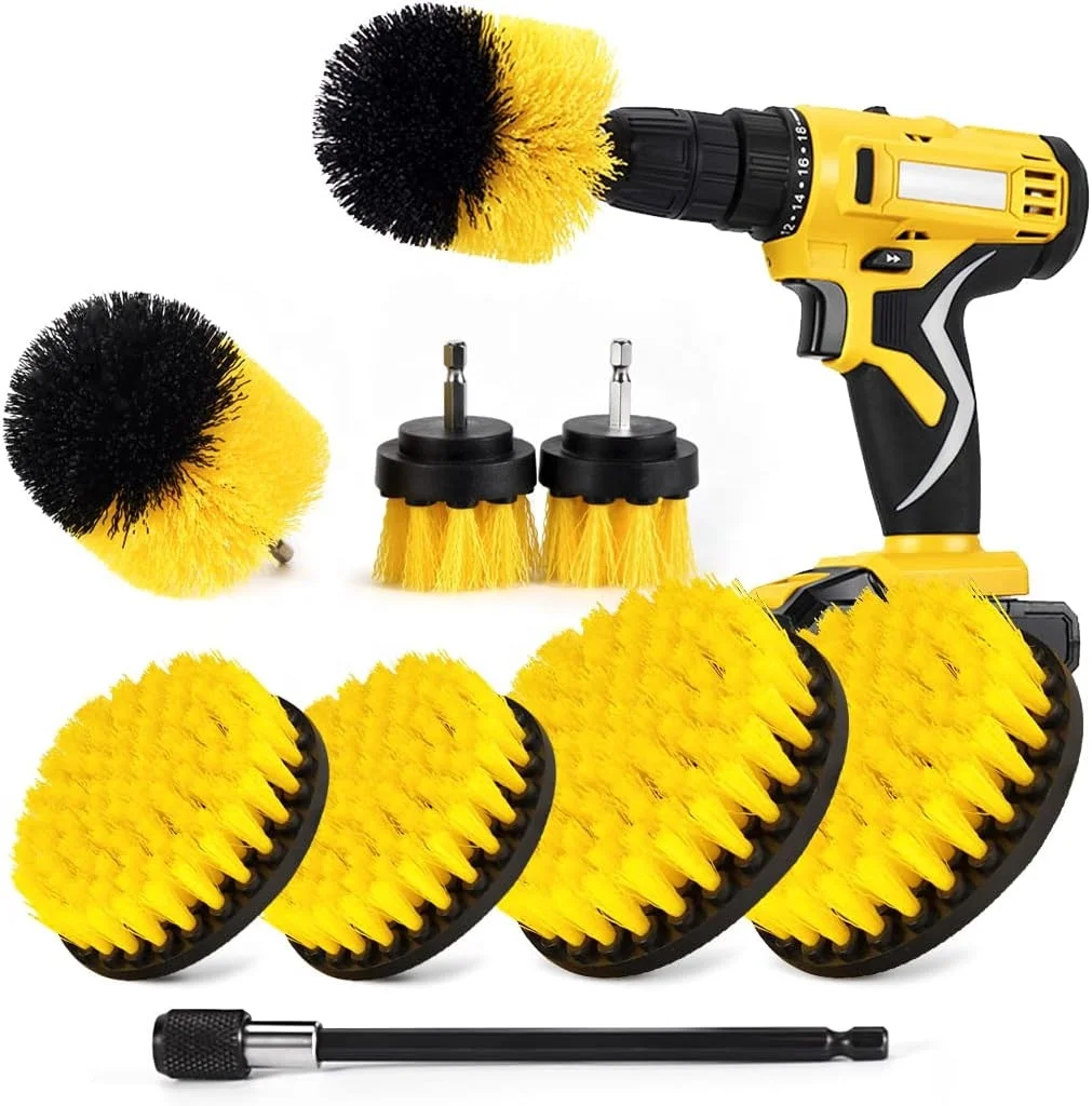 Power Scrubber Drill Cleaning Brush with Extend Long Attachment Set All Purpose Clean for Bathroom, Car, Grout, Carpet, Floor