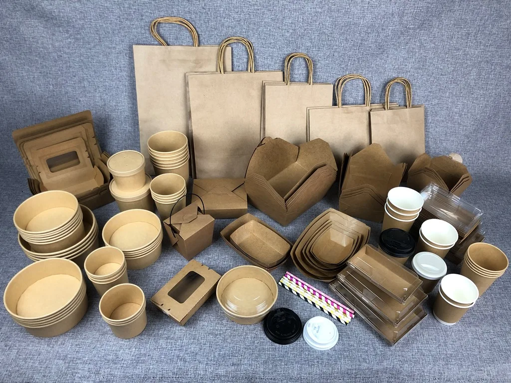G25 15% off personalized kraft paper bag with handles square bottom brown reusable coffee fast food packaging wholesale