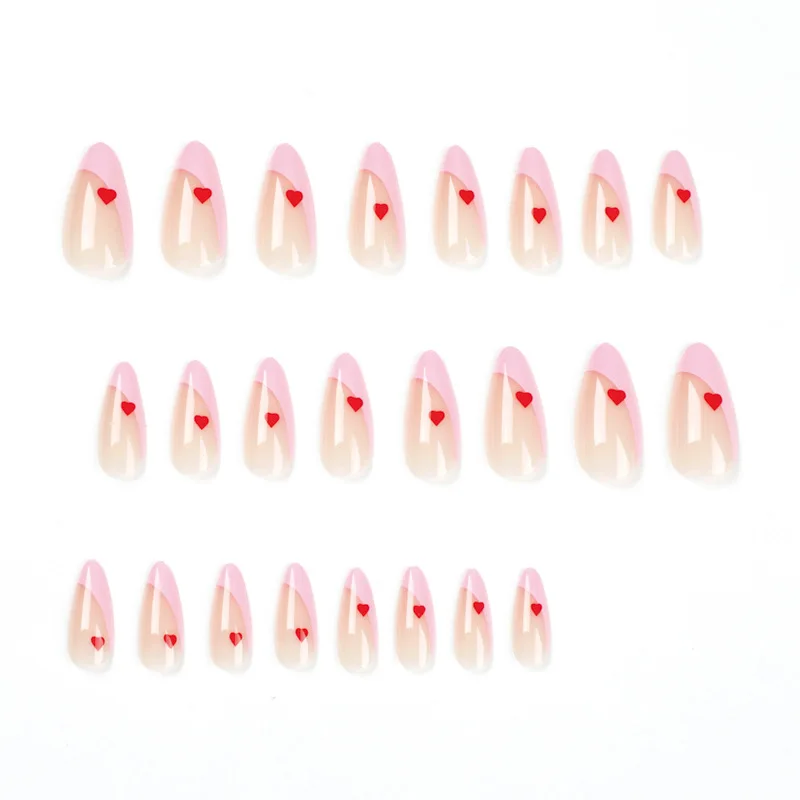 24 шт. изготовленные на заказ Короткие миндаля леди Французский ногтей советы пресс для ногтей, для нанесения с помощью клея искусственные ногти для женщин