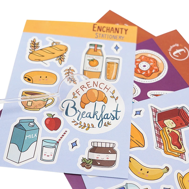 Custom Waterproof Vinyl Logo Colorful Kiss Cut Adhesive A4 A5 A6 Sticker Sheet Daily Planner Sticker Any Shape size