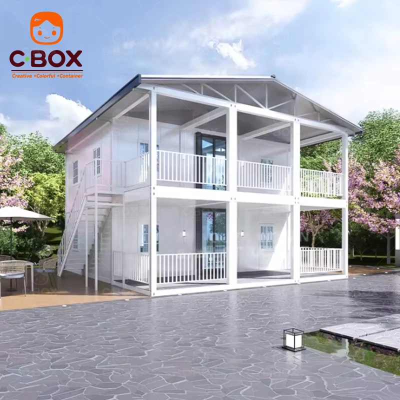Cbox 2-этажная дизайнерская капсула Офисная квартира сборный модульный съемный контейнерный дом с уклон-крышей