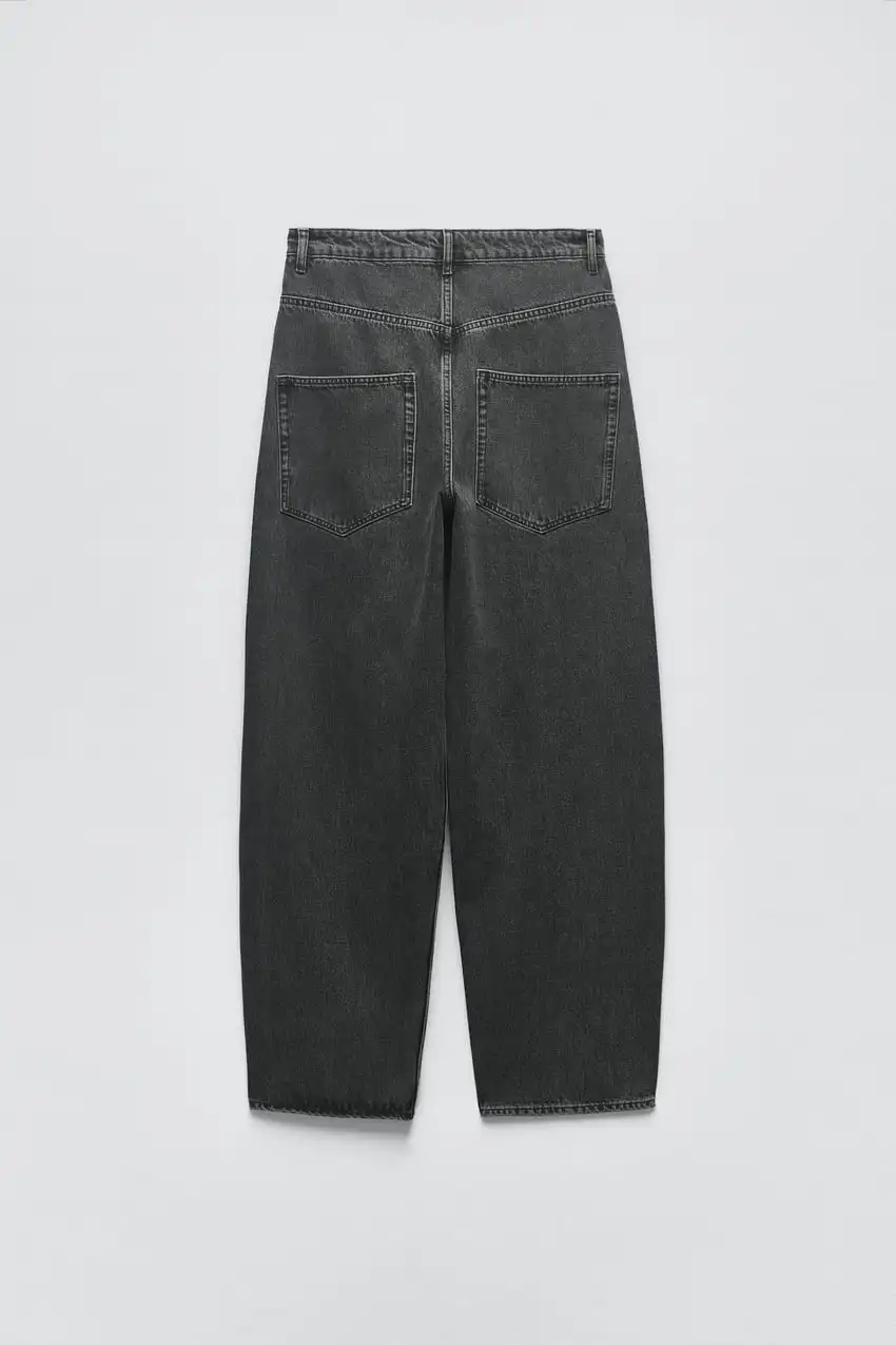 Custom Women High Rise Black Wide Leg Jeans Loose Full Length Straight Jeans Baggy Wide Leg Jeans For Women