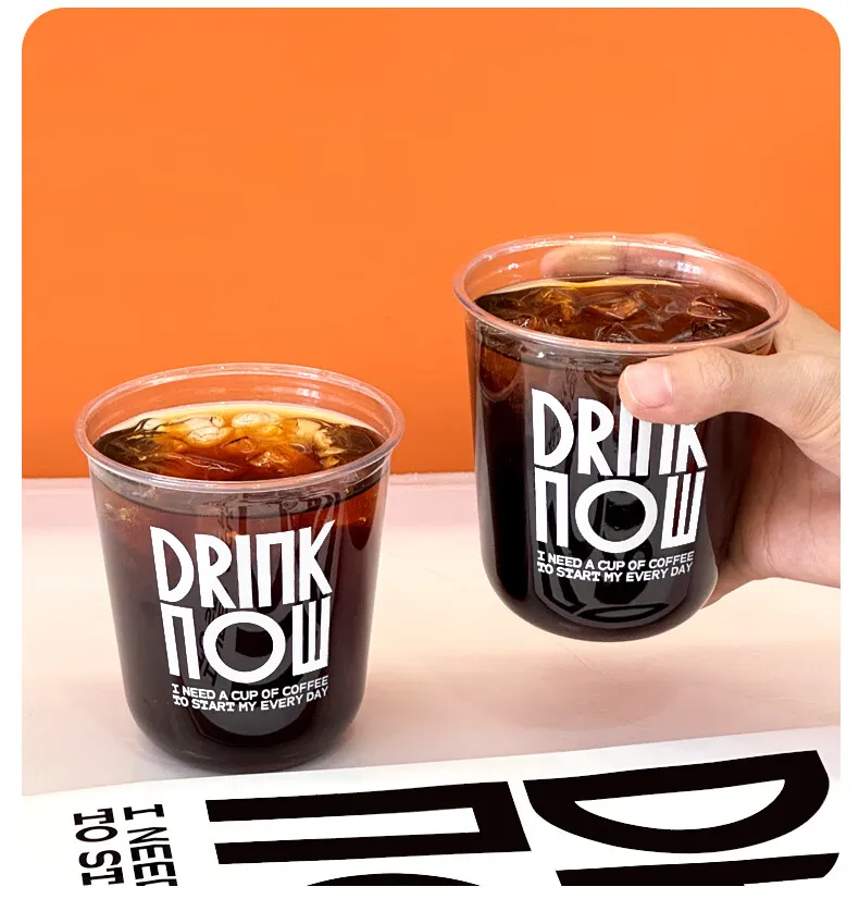 Disposable PET Milk Tea Cup 12/14/16/20/24/32 oz Boba Tea Coffee with Lid Plastic Cup