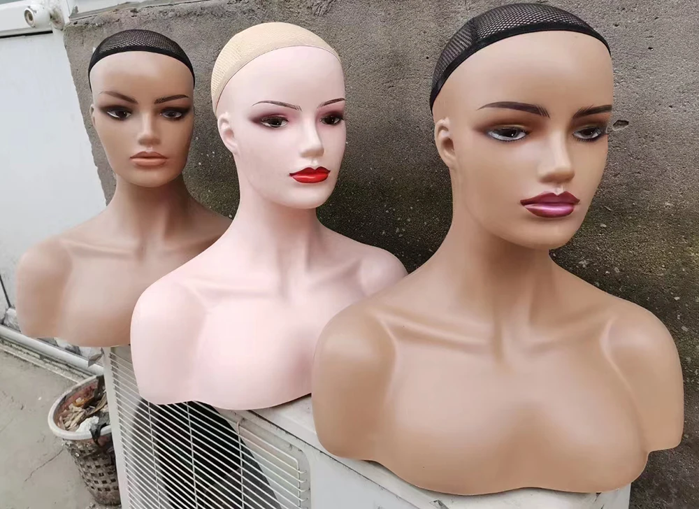 Female Training Mannequin Head Stand Holder Display Manikin Head Bust for Wigs Accessories