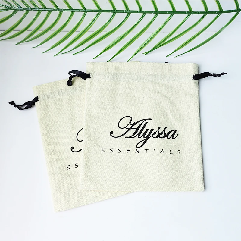 Custom Logo Printing Cotton  Cosmetic Skin Care Product Packing Bag High End Cotton Gift Makeup Bag