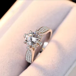 Wholesale Engagement Wedding Ring Round Brilliant Silver 925 Moissanite Diamond Ring