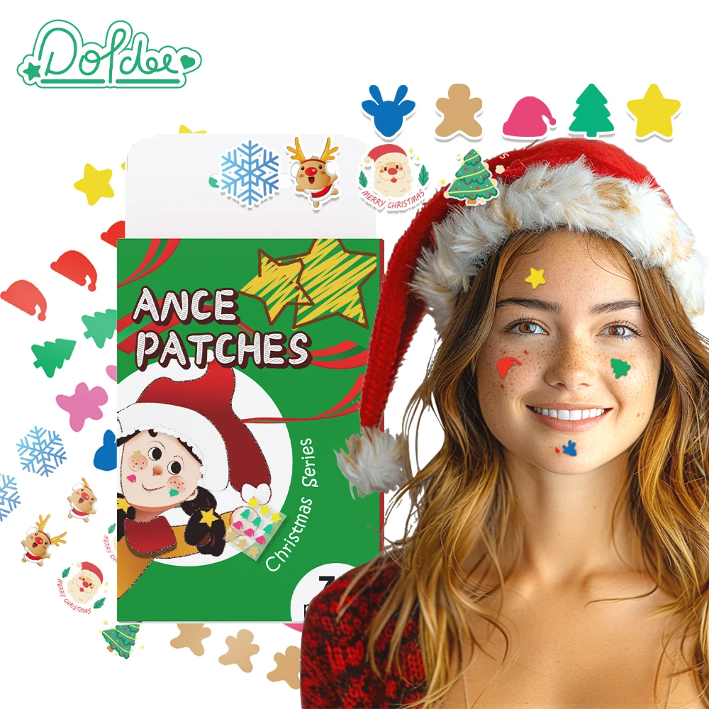 Colorful Christmas Design Cute Pimple Removal Patches Star Cartoon Shape Hydrocolloid Acne Patches with Tea Tree Oil