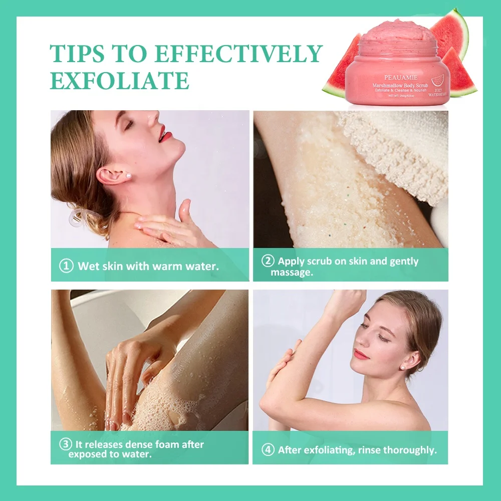 Wholesale Natural Vegan Fruit Scrub Exfoliating Marshmallow Watermelon Body Scrub