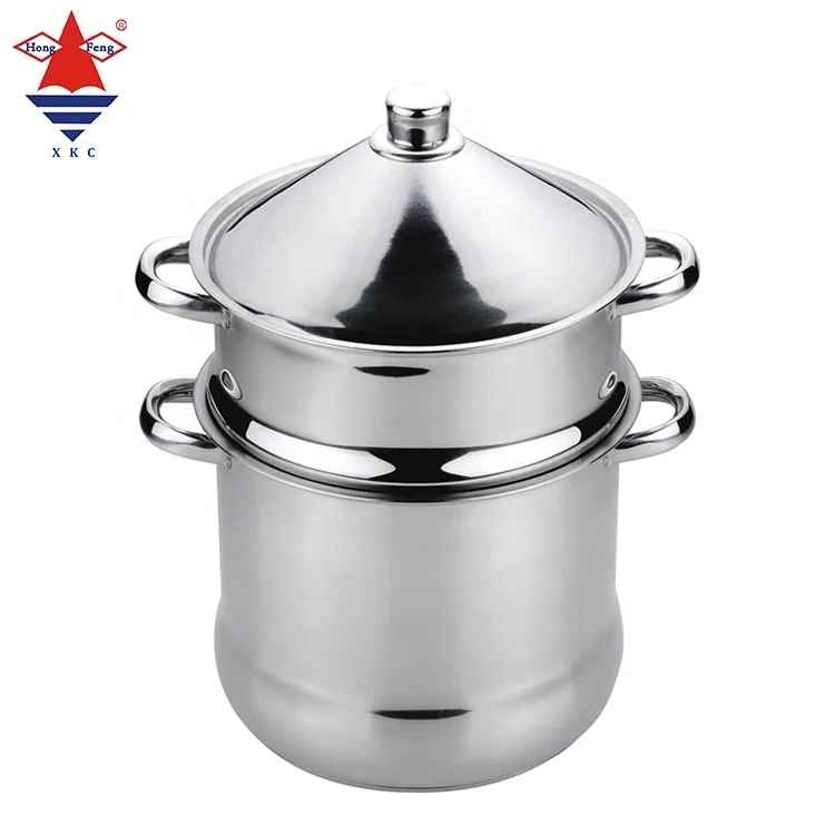 Large Capacity Stainless Steel Cookware Set Bakelite Handle Modern Induction Compatible Food Warmer Steamer Couscous Pot New