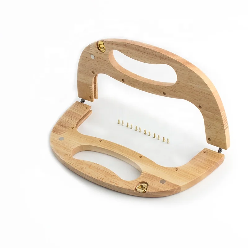 High Quality Natural 25*12 Wooden Handles Kiss Lock Classic Wood Clutch Purse Solid Wood Clutch For Ladys Pursh Bags