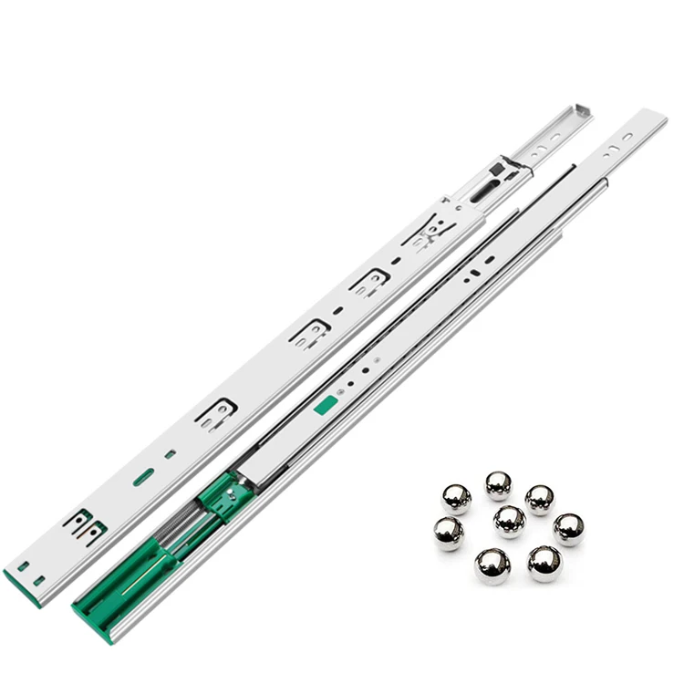 Ronghui Soft Telescopic Full Extension 3 fold Cold Rolled Steel Drawer Fittings Damping Ball Bearing Slide Rail