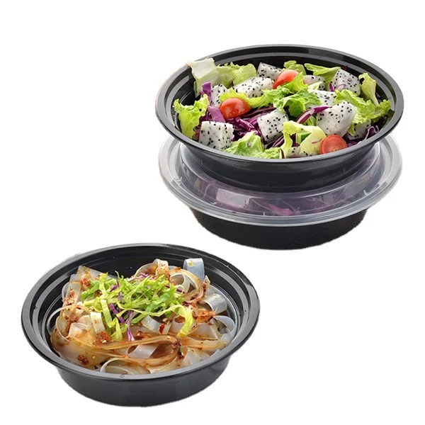 Disposable round wholesale plastic food container with lid