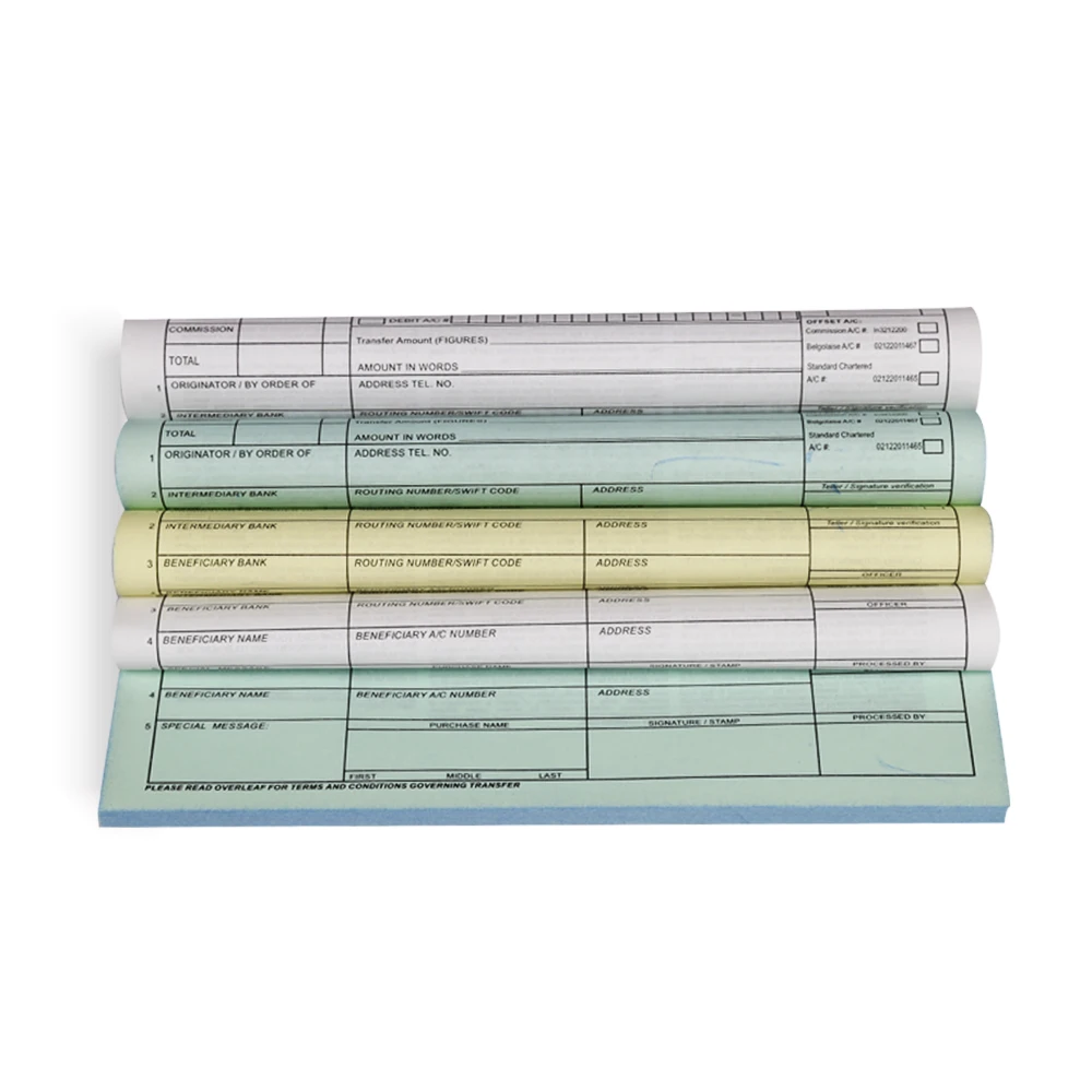 Custom continu form airway bill courier invoice receipt registration book ncr computer carbonless paper for dot matrix printer