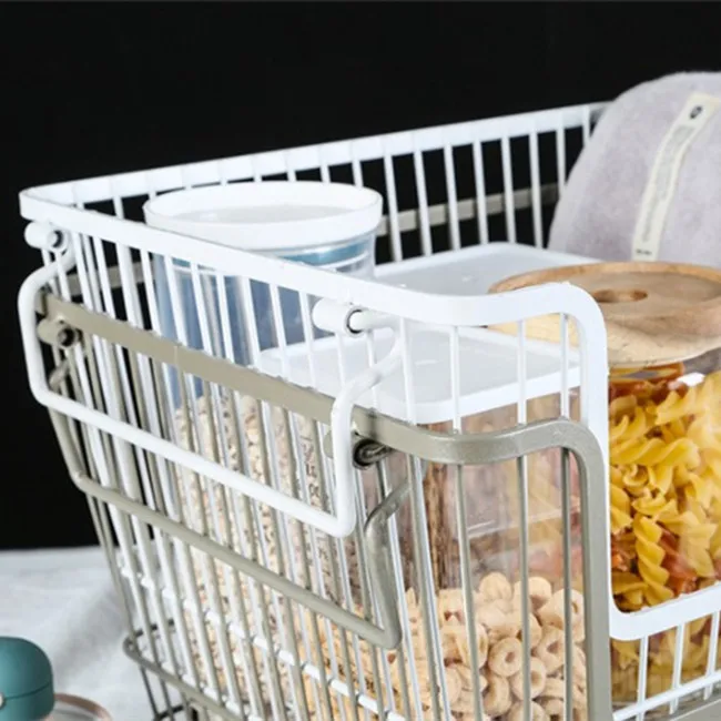 Under Shelf Hanging Muti Kitchen Corner Acbinet Organizer Wire Basket With Wheel