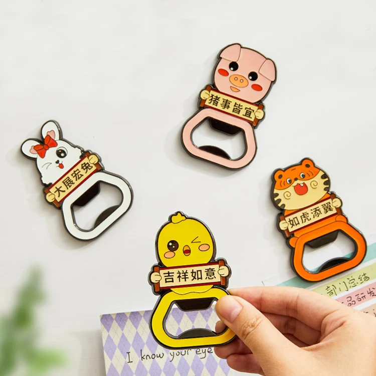 Wholesale Custom Metal Fridge Magnets Refrigerator Supplier Personalised Cute Anime Cartoon Bottle Opener Fridge Magnets