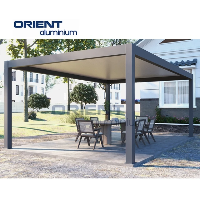 Outdoor Gazebo Garden Aluminum Pergola Brackets Stainless Steel Kit Metal Manually Pergola 45 Wall-mounted For Restaurant