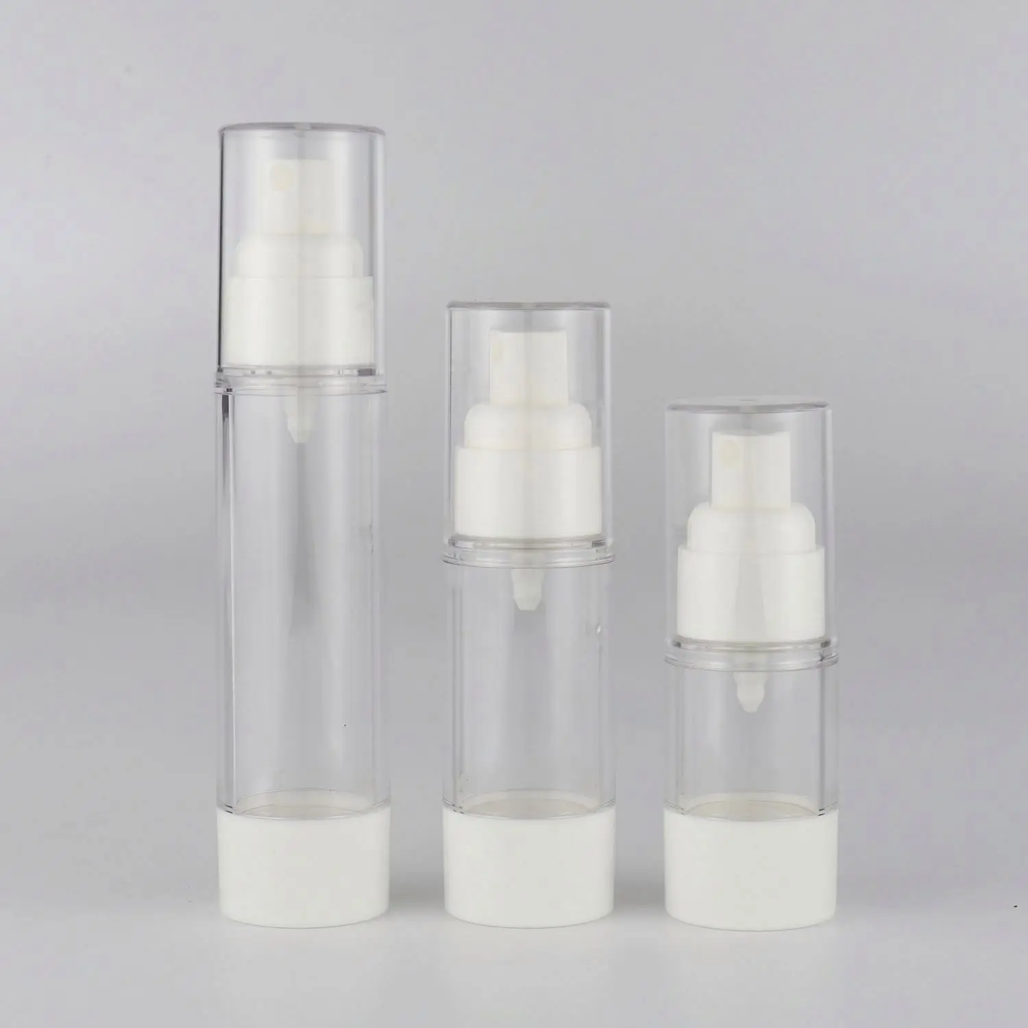 Stock clear In stock 15ml 30ml 50ml Mini Atomizer white head Mist Airless Spray Bottle Packaging Cosmetic Airless Pump Bottle