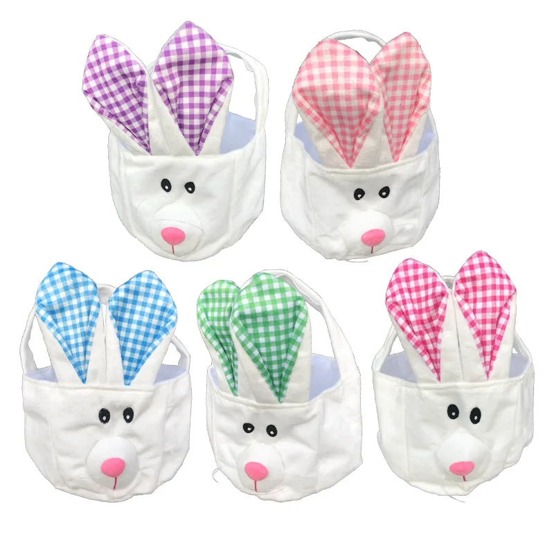 Plush Easter Basket with Rabbit Ears Sublimation Easter Baskets Storage Candy Bag 2023 Custom Polyester Easter Decoration 50pcs