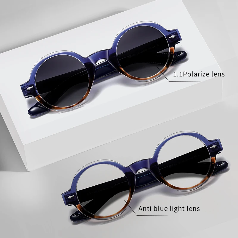 Retro Round Customized Sunglasses TAC Lenses UV400 Blocker Sun Glasses Acetate Temples Sunglasses 2024