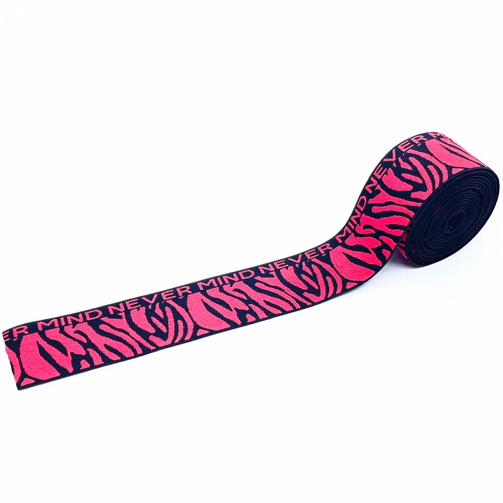 
Professional supply jacquard elastic band 40mm color zebra pattern logo 4cm Animal linessoft elastic band for strap 