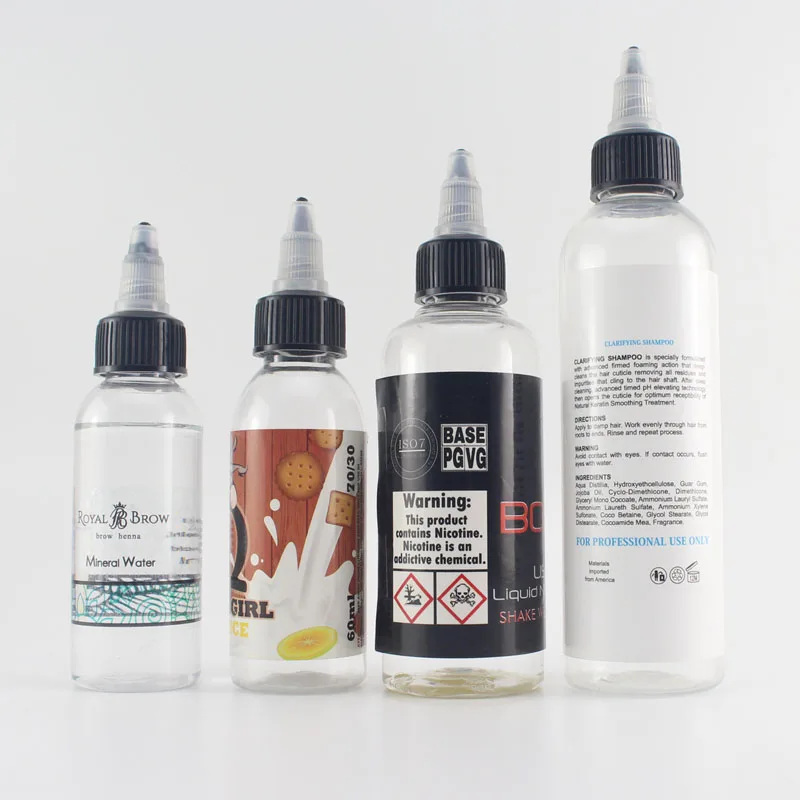 Cheap 30 60 120 Ml Pet Plastic Tattoo Ink Bottle Empty Squeeze Twist Top Cap hair Oils Applicator Bottles With Nozzle