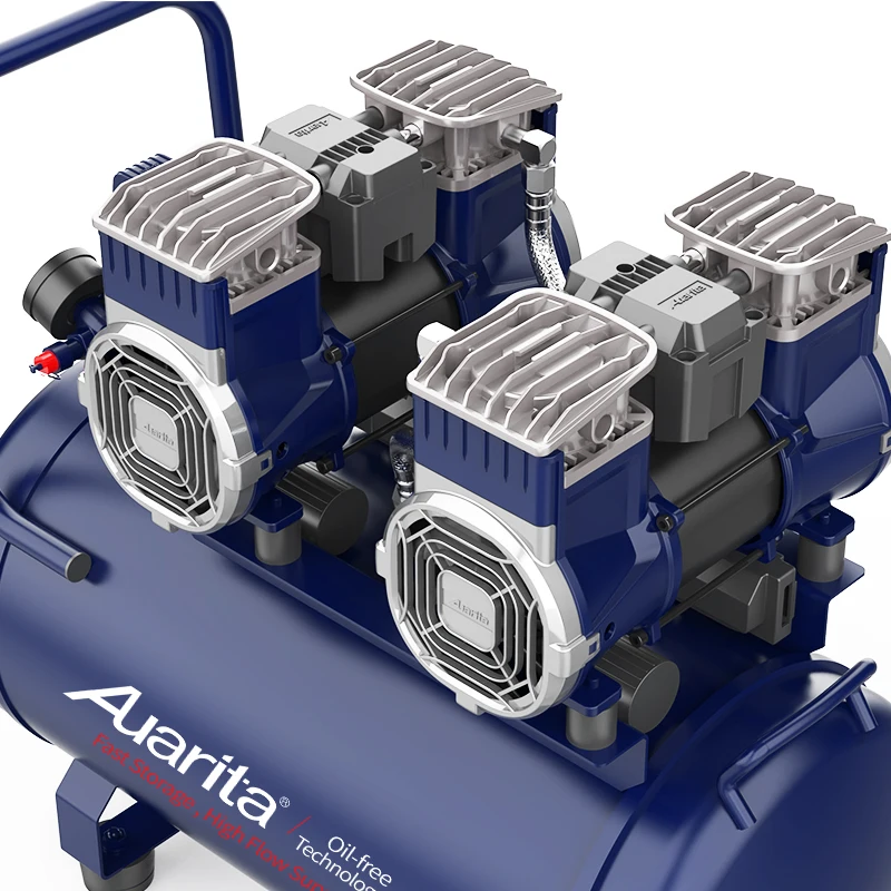 High Pressure Dual Cylinder Air Compressor Machine 220V Mobile Oil Free Silent Air Compressor